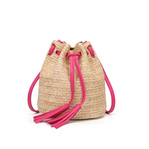 Shoulder Bag Summer Beach Bag Girls Fashion Top Handle Handbag Double Fringed Bucket Bag Messenger Bag-Red