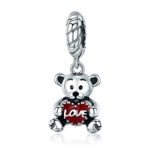 Silver plating Animal Collection Little Bear with Love Hug Charm Fit Charm Bracelet Bangle DIY Jewelry