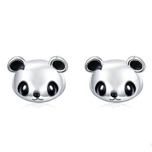 Silver plating Animal Cute Panda Stud Earrings for Women Jewelry