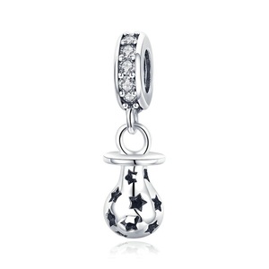 Silver plating Baby Pacifier and Star Engrave Pendant Charms Fit Women Bracelets DIY Jewelry