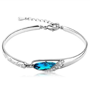 Silver plating Bangle Bracelet Fashion Female Models Cute Vintage Super Flash Wild Blue Jewelry