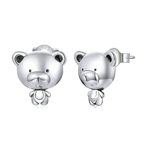 Silver plating Bear Earring Little Cute Stud Earrings Women Jewelry