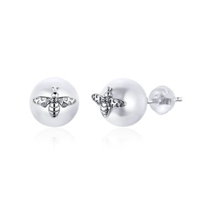 Silver plating Bee Stud Earrings for Women Elegant Wedding Engagement Jewelry
