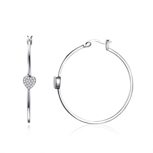 Silver plating Big Circle Love Heart Shape Drop Earrings for Women Wedding Jewelry