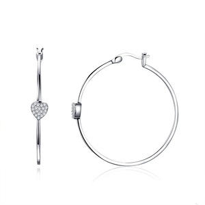 Silver plating Big Round Love Heart Pave Stud Earrings for Women Fashion Earrings Jewelry