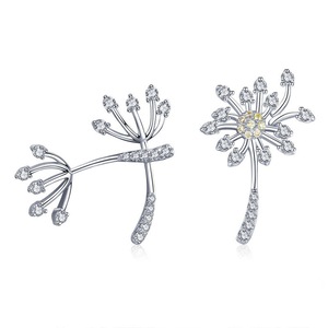 Silver plating Blooming Dandelion Love Exquisite Stud Earrings for Women Fashion Jewelry