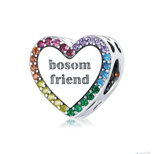 Silver plating Bosom Friend Heart Charms Colorful Pendant Fit DIY Bracelet Necklace Jewelry