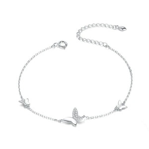Silver plating Bracelet Bangle for Women Flying Butterfly Adjustable Wedding Anniversary Gift Bracelets Jewelry