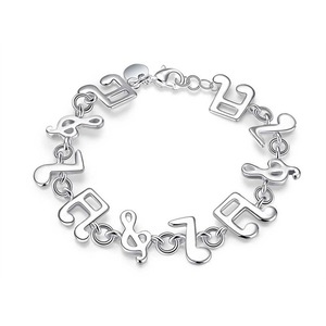 Silver plating Bracelet for Women Music Note Chain Bracelet & Bangle Wristband Wedding Bridal Jewelry Accessories