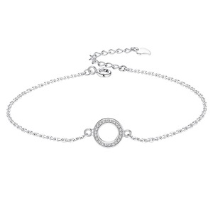Silver plating Bracelet for Women Round Circle Charm Bracelets Chain Link Jewelry