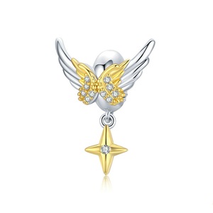 Silver plating Brilliant Wings Charm for DIY Bracelet or Bangle Jewelry Beads
