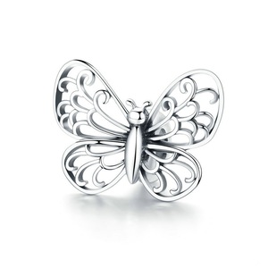 Silver plating Butterfly Insect Charms Beads Fit Charm Bracelets Women Necklaces Jewelry