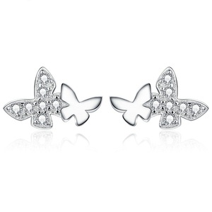 Silver plating Butterfly Stud Earrings Earrings for Women Jewelry Gift