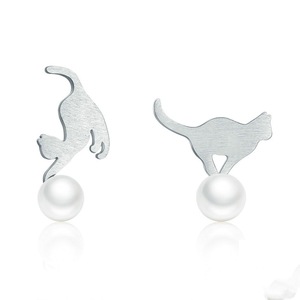 Silver plating Cat Play Ball Drop Earrings Women Earrings Jewelry Gift
