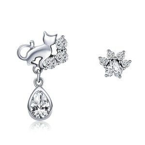 Silver plating Cat Stud Earrings for Women Fashion Jewelry