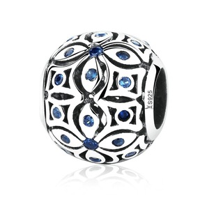 Silver plating Charms with Blue Bead Charm Fit Bracelets & Bangles for Women Jewelry