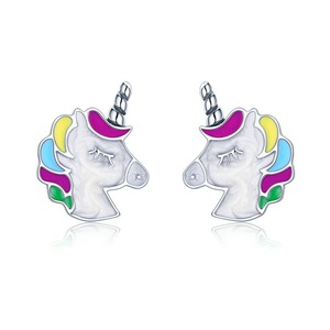 Silver plating Colorful Memory Stud Earrings for Women Jewelry Gift