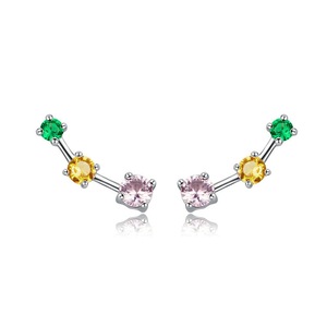 Silver plating Colorful Square Exquisite Stud Earrings for Women Fashion Jewelry