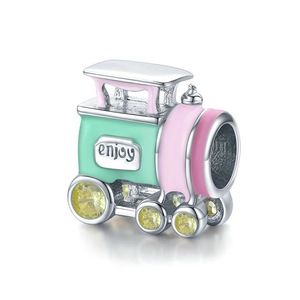 Silver plating Colorful Train Beads for Women Jewelry Charm Fit Bracelet DIY