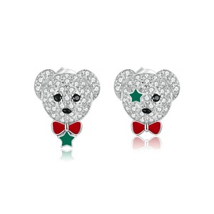 Silver plating Cute Bears Stud Earrings for Women Jewelry