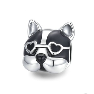 Silver plating Cute Bulldog Charm for DIY Bracelet Jewelry Make for Women Girl