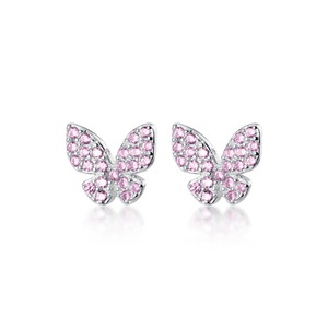 Silver plating Cute Butterfly Stud Earrings for Women Girls Party Anniversary Accessories Jewelry
