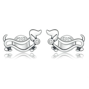 Silver plating Cute Puppy Stud Earrings for Women Jewelry