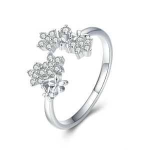 Silver plating Daisy Adjustable Finger Rings for Women Wedding Jewelry