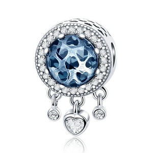 Silver plating Dangle Heart Beads Fit Women Charm Bracelets Necklaces DIY Jewelry