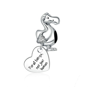 Silver plating Dodo with Heart Pendant Animal Charm for DIY Bracelet Jewelry