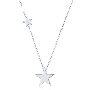 Silver plating Double Stars Pendants Necklace Trendy Elegant Necklaces Fine Jewelry for Women
