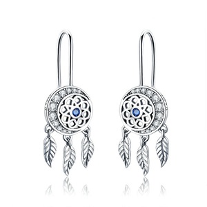 Silver plating Dream Catcher Drop Earrings for Women Dazzling Vintage Jewelry Gift