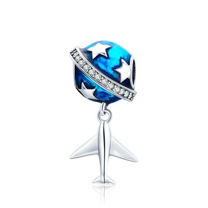 Silver plating Dream of Traveling Airplane Cute Beads Fit Charm Bracelet Necklace Jewelry Gift