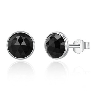 Silver plating Droplets Stud Earrings, Black Stud Earrings Women Jewelry