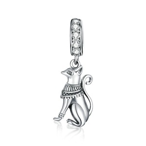 Silver plating Egyptian Style Cat Animal Pendant Charm for Bracelet & Necklace Jewelry