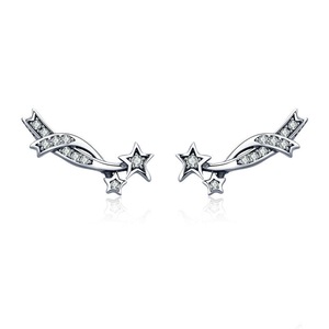 Silver plating Elegant Shining Meteor Star Stud Earrings for Women Earrings Jewelry