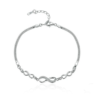 Silver plating Endless Love Infinity Chain Link Adjustable Women Bracelet Jewelry
