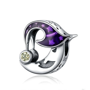 Silver plating Evil Moon Charm for DIY Jewelry