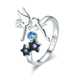 Silver plating Fairy with Star Luminous Finger Ring for Women Jewelry