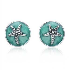 Silver plating Fantasy Starfish Round Stud Earrings for Women Fashion Earrings Jewelry