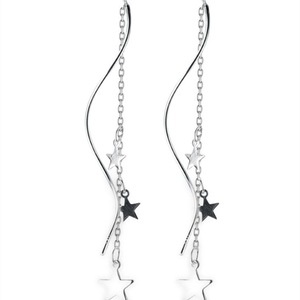 Silver plating Fashion Geometric Tassel Long Drop Earrings for Women Creative Wedding Jewelry Gifts
