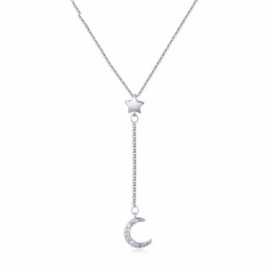 Silver plating Fashion Stars Moon Tassel Necklace Temperament Jewelry