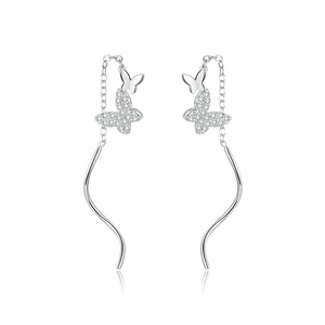 Silver plating Flying Butterflies Light Stud Earrings for Women Jewelry