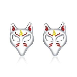 Silver plating Fox Mask Light Stud Earrings for Women Jewelry Women Jewelry