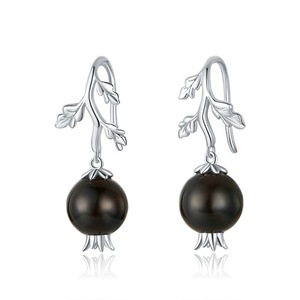 Silver plating Garnet Beads Fruit and Flower Dangle Earrings for Women Jewelry