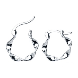 Silver plating Geometric Round Wave Hoop Earrings Minimalist for Fashion Women Party Fine Jewelry Trendy Gift