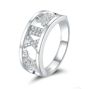 Silver plating Gift with Bow Finger Rings for Women Roman Numeral Ring Jewelry _8