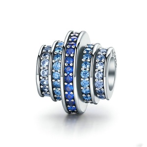 Silver plating Gradual Change Round Wheel Blue Melody Charms Fit Bracelets Jewelry