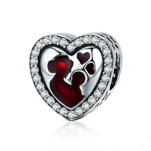 Silver plating Great Mother's Love Heart Engrave Charm Beads Fit Bracelet & Necklace Jewelry