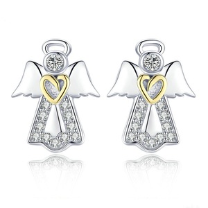Silver plating Guardian Angel Exquisite Stud Earrings for Women Fashion Jewelry Gift